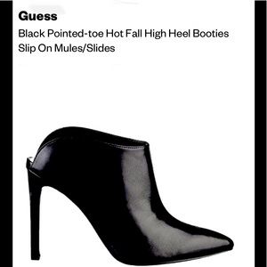 Guess ultra soft Black leather upper closed Pointed toe, 4 1/4 inch heel.